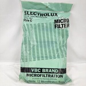 VBC Electrolux Style C Microfiltration Vacuum Cleaner Bags‎ 12 Count New